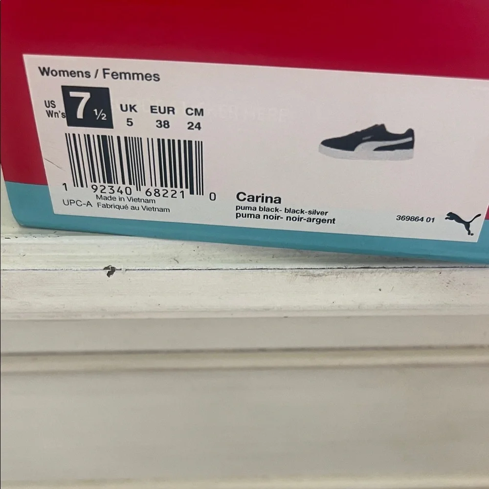 Puma carina women’s  Black and White Sneakers size 7 1/2 - Picture 11 of 14